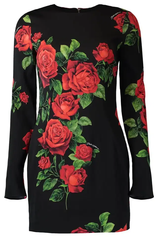 Dolce & Gabbana Rose Long Sleeve Dress