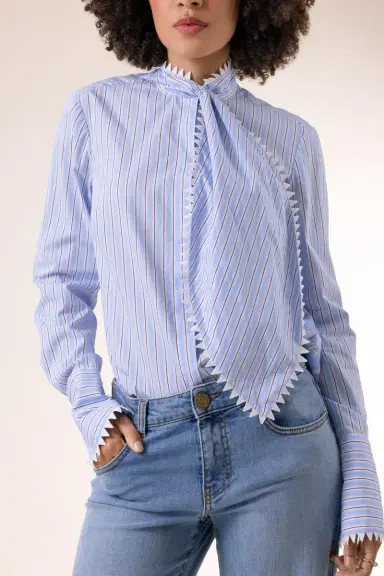 MAISON COMMON Striped Poodle Print Long Sleeve Blouse | Thumbnail 2