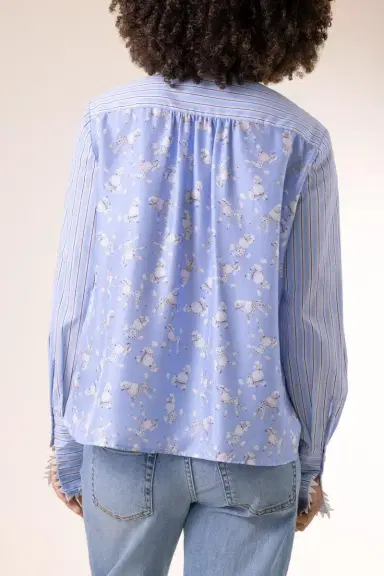 MAISON COMMON Striped Poodle Print Long Sleeve Blouse | Thumbnail 4