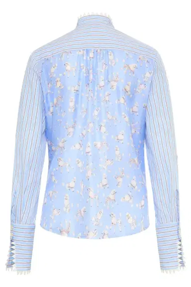 MAISON COMMON Striped Poodle Print Long Sleeve Blouse | Thumbnail 5