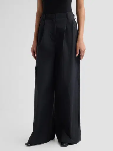 Simkhai Women's Leroy Pleated Wide-Leg Pants - Black | Thumbnail 4