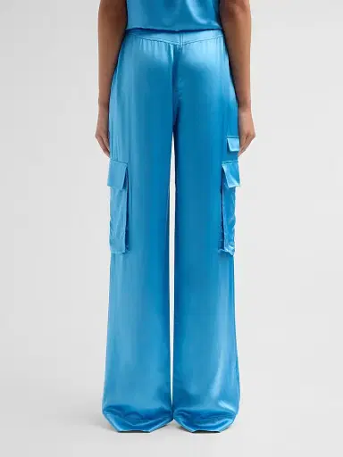 Ramy Brook Women's Hannah Satin Cargo Wide-Leg Pants - Oasis - Size 12 | Thumbnail 3
