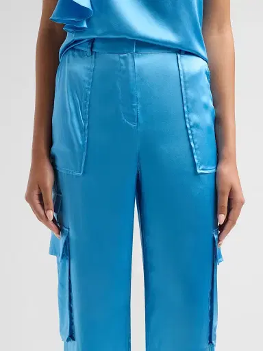 Ramy Brook Women's Hannah Satin Cargo Wide-Leg Pants - Oasis - Size 12 | Thumbnail 5