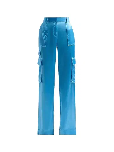 Ramy Brook Women's Hannah Satin Cargo Wide-Leg Pants - Oasis - Size 12 | Thumbnail 1