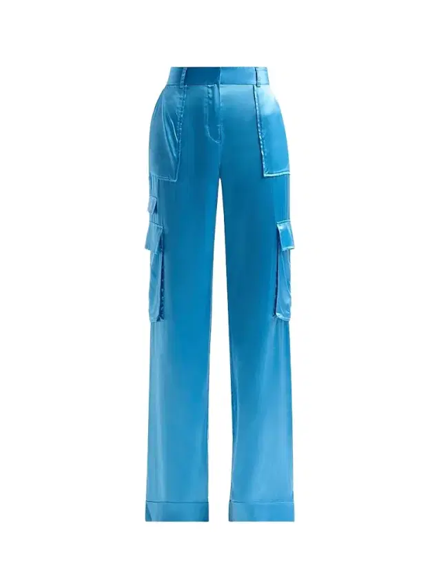 Ramy Brook Women's Hannah Satin Cargo Wide-Leg Pants - Oasis - Size 12