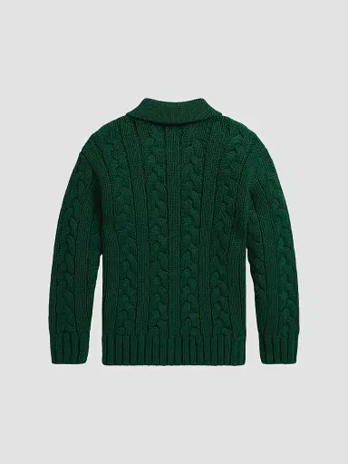 Polo Ralph Lauren Little Boy's & Boys Varsity Cable-Knit Polo Sweater - Hunter Green | Thumbnail 2