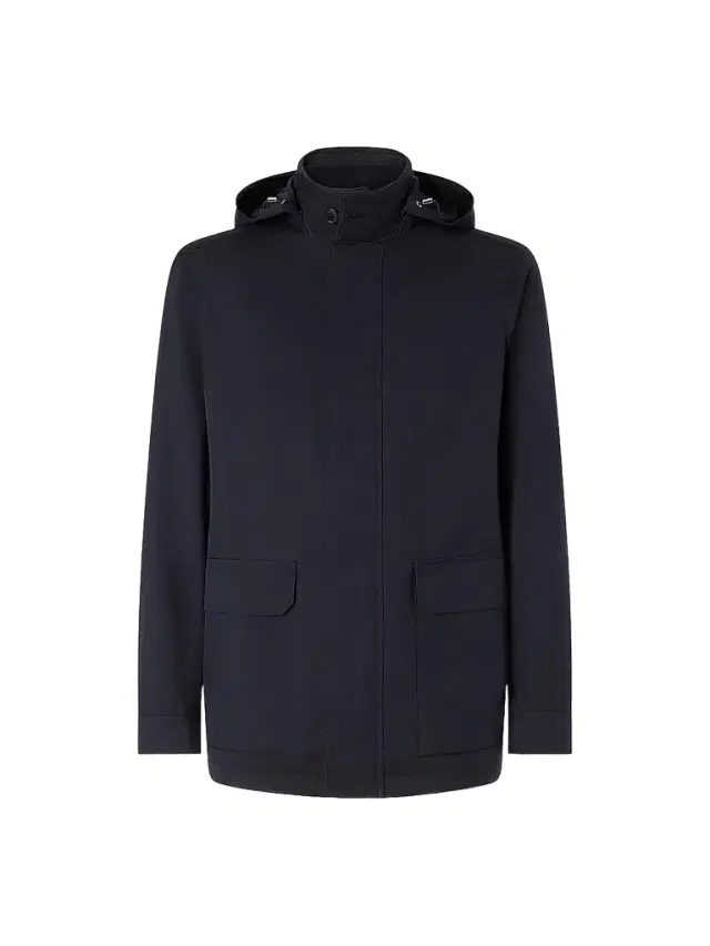 ZEGNA Men's Microfiber Motorin 300CC Car Coat - Navy Blue