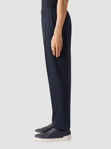 ZEGNA Men's Wool Pants - Navy Blue | Thumbnail 3