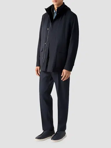 ZEGNA Men's Wool Pants - Navy Blue | Thumbnail 6