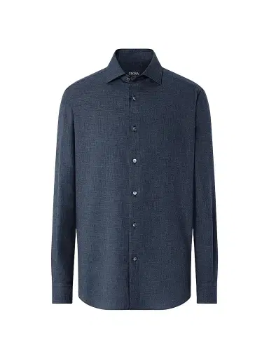 Zegna Men's Cashco Shirt - Navy Blue - Size XXXL | Thumbnail 1 Zegna Men's Cashco Shirt - Navy Blue - Size XXXL | Thumbnail 1