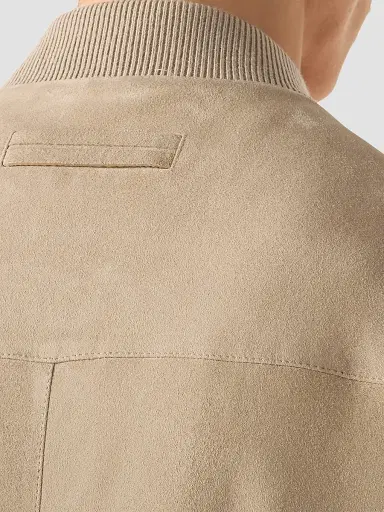 Zegna Men's Suede Bomber Jacket - Light Taupe - Size 48 | Thumbnail 5