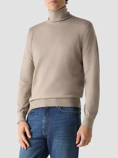 ZEGNA Men's Cashseta Turtleneck Sweater - Light Taupe | Thumbnail 3