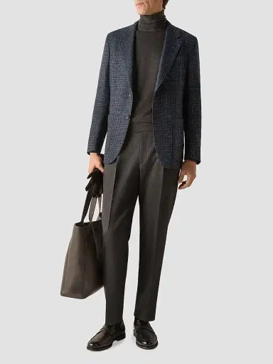ZEGNA Men's Cashmere Silk and Linen Jacket - Navy Blue | Thumbnail 2