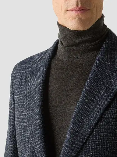 ZEGNA Men's Cashmere Silk and Linen Jacket - Navy Blue | Thumbnail 7
