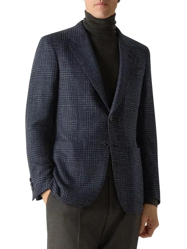 ZEGNA Men's Cashmere Silk and Linen Jacket - Navy Blue