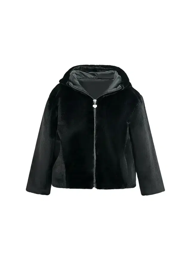 Tulleen Little Girl's & Girl's Plush Hooded Jacket - Black