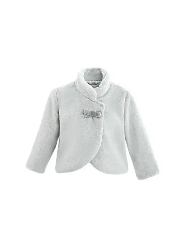 Tulleen Little Girl's Plush Asymmetrical Coat - Grey | Thumbnail 1