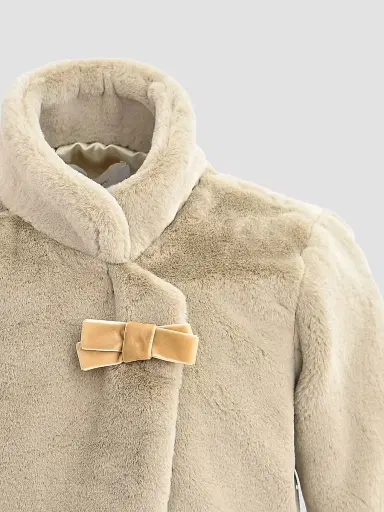 Tulleen Little Girl's Plush Asymmetrical Coat - Khaki | Thumbnail 3
