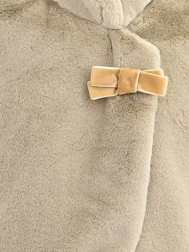 Tulleen Little Girl's Plush Asymmetrical Coat - Khaki | Thumbnail 4