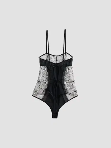 Kiki de Montparnasse Women's Noir et Blanc Lace Bodysuit - Black - Size XL | Thumbnail 2 Kiki de Montparnasse Women's Noir et Blanc Lace Bodysuit - Black - Size XL | Thumbnail 2