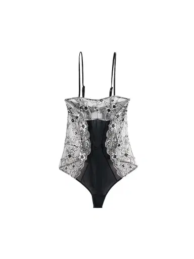 Kiki de Montparnasse Women's Noir et Blanc Lace Bodysuit - Black - Size XL | Thumbnail 1 Kiki de Montparnasse Women's Noir et Blanc Lace Bodysuit - Black - Size XL | Thumbnail 1