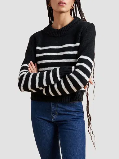 La Ligne Women's Mini Marin Sweater - Black Cream | Thumbnail 4