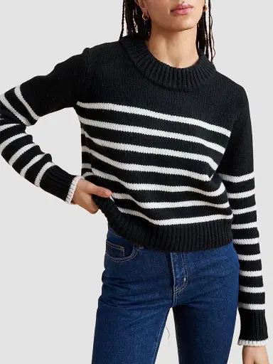 La Ligne Women's Mini Marin Sweater - Black Cream | Thumbnail 5