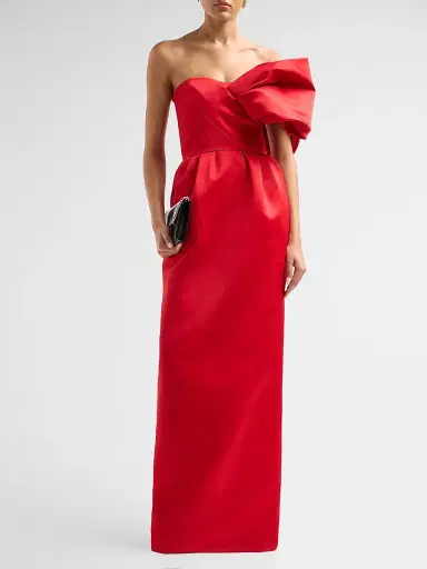 Atelier Prabal Gurung Women's Satin Silk One-Shoulder Column Gown - Red | Thumbnail 2