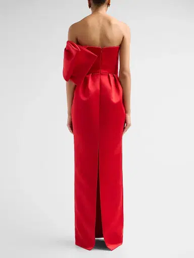 Atelier Prabal Gurung Women's Satin Silk One-Shoulder Column Gown - Red | Thumbnail 3