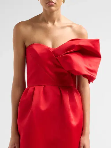 Atelier Prabal Gurung Women's Satin Silk One-Shoulder Column Gown - Red | Thumbnail 5