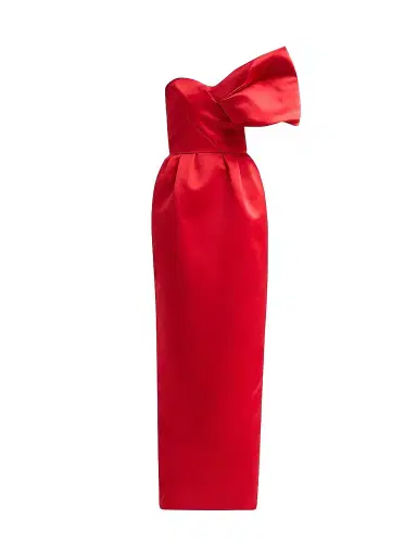 Atelier Prabal Gurung Women's Satin Silk One-Shoulder Column Gown - Red | Thumbnail 1