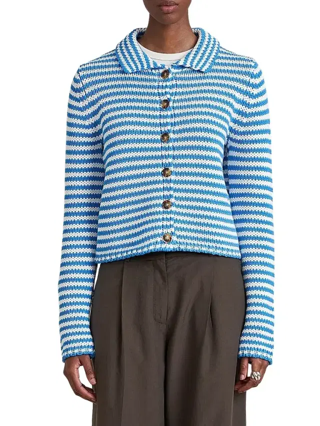 La Ligne Women's Stripe Cardigan - Blue