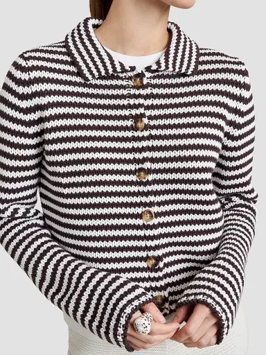La Ligne Women's Stripe Cardigan - Chocolate | Thumbnail 4