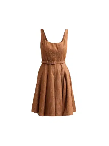 PRABAL GURUNG Women's Denim Belted Dress - Brown | Thumbnail 1