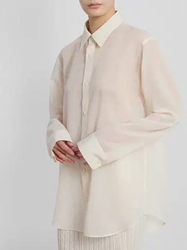 Issey Miyake Women's Sheer Wool-Blend Shirt - Off White | Thumbnail 3 Issey Miyake Women's Sheer Wool-Blend Shirt - Off White | Thumbnail 3