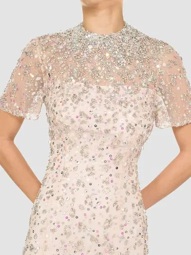 Jenny Packham Women's Orchid Embellished Tulle Column Gown - Sugar | Thumbnail 4