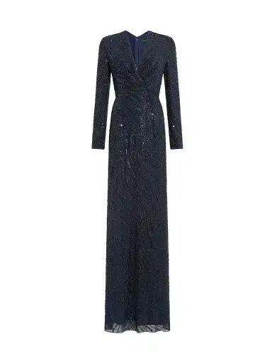 Jenny Packham Women's Arizona Sequined Chiffon A-Line Dress - Ink - Size 14 | Thumbnail 1 Jenny Packham Women's Arizona Sequined Chiffon A-Line Dress - Ink - Size 14 | Thumbnail 1