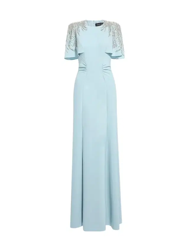 Jenny Packham Women's Petal Embellished Stretch Crêpe Sheath Gown - Bluebird