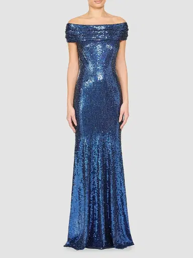 Jenny Packham Women's Echo Sequined Off-the-Shoulder Gown - Ink - Size 12 | Thumbnail 2 Jenny Packham Women's Echo Sequined Off-the-Shoulder Gown - Ink - Size 12 | Thumbnail 2