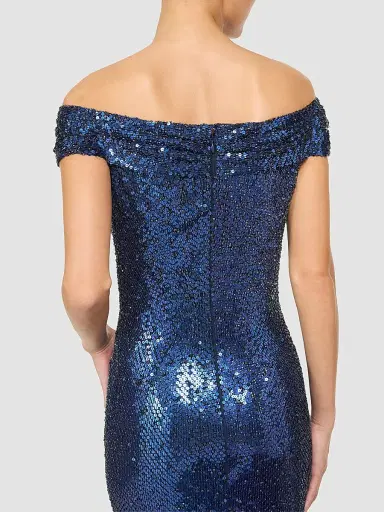 Jenny Packham Women's Echo Sequined Off-the-Shoulder Gown - Ink - Size 12 | Thumbnail 5 Jenny Packham Women's Echo Sequined Off-the-Shoulder Gown - Ink - Size 12 | Thumbnail 5