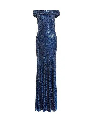 Jenny Packham Women's Echo Sequined Off-the-Shoulder Gown - Ink - Size 12 | Thumbnail 1 Jenny Packham Women's Echo Sequined Off-the-Shoulder Gown - Ink - Size 12 | Thumbnail 1