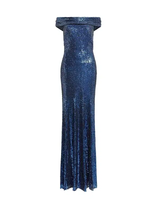 Jenny Packham Women's Echo Sequined Off-the-Shoulder Gown - Ink