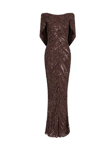 Jenny Packham Women's Sakari Sequined Cape Gown | Thumbnail 1 Jenny Packham Women's Sakari Sequined Cape Gown | Thumbnail 1