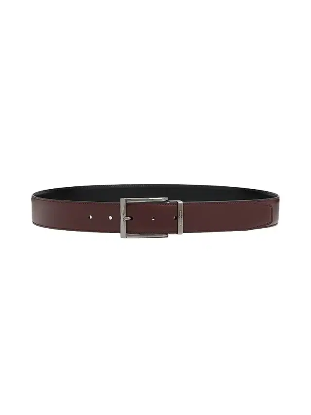 FERRAGAMO Men's Double Adjustable Reversible Leather Belt - Cordovan Nero