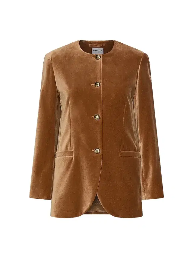 Marella Women's Straight Fit Stretch Velvet Blazer - Buck