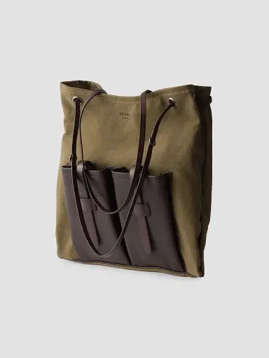Prada Women's Route Canvas and Leather Shoulder Bag - Green | Thumbnail 2 Prada Women's Route Canvas and Leather Shoulder Bag - Green | Thumbnail 2