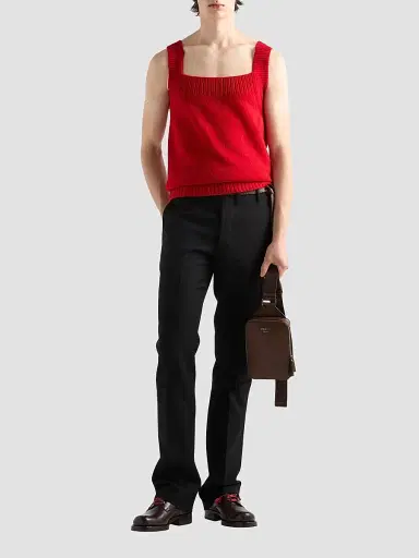 Prada Men's Brique Antiqued Leather Bag - Brown | Thumbnail 2