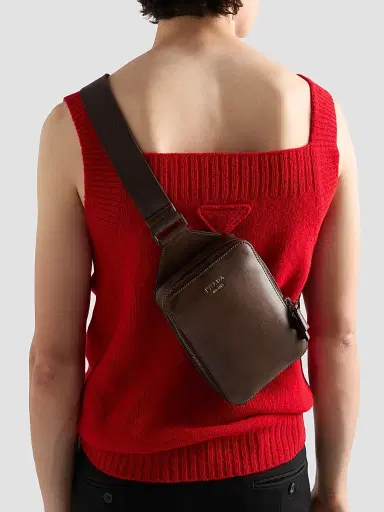 Prada Men's Brique Antiqued Leather Bag - Brown | Thumbnail 3