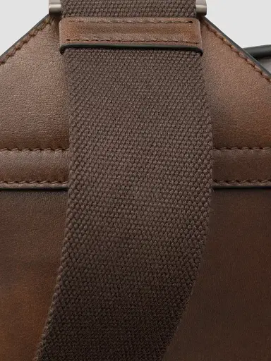 Prada Men's Brique Antiqued Leather Bag - Brown | Thumbnail 8
