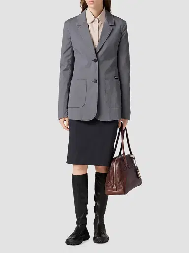 Miu Miu Women's Washed Stretch Poplin Jacket - Grey | Thumbnail 2 Miu Miu Women's Washed Stretch Poplin Jacket - Grey | Thumbnail 2